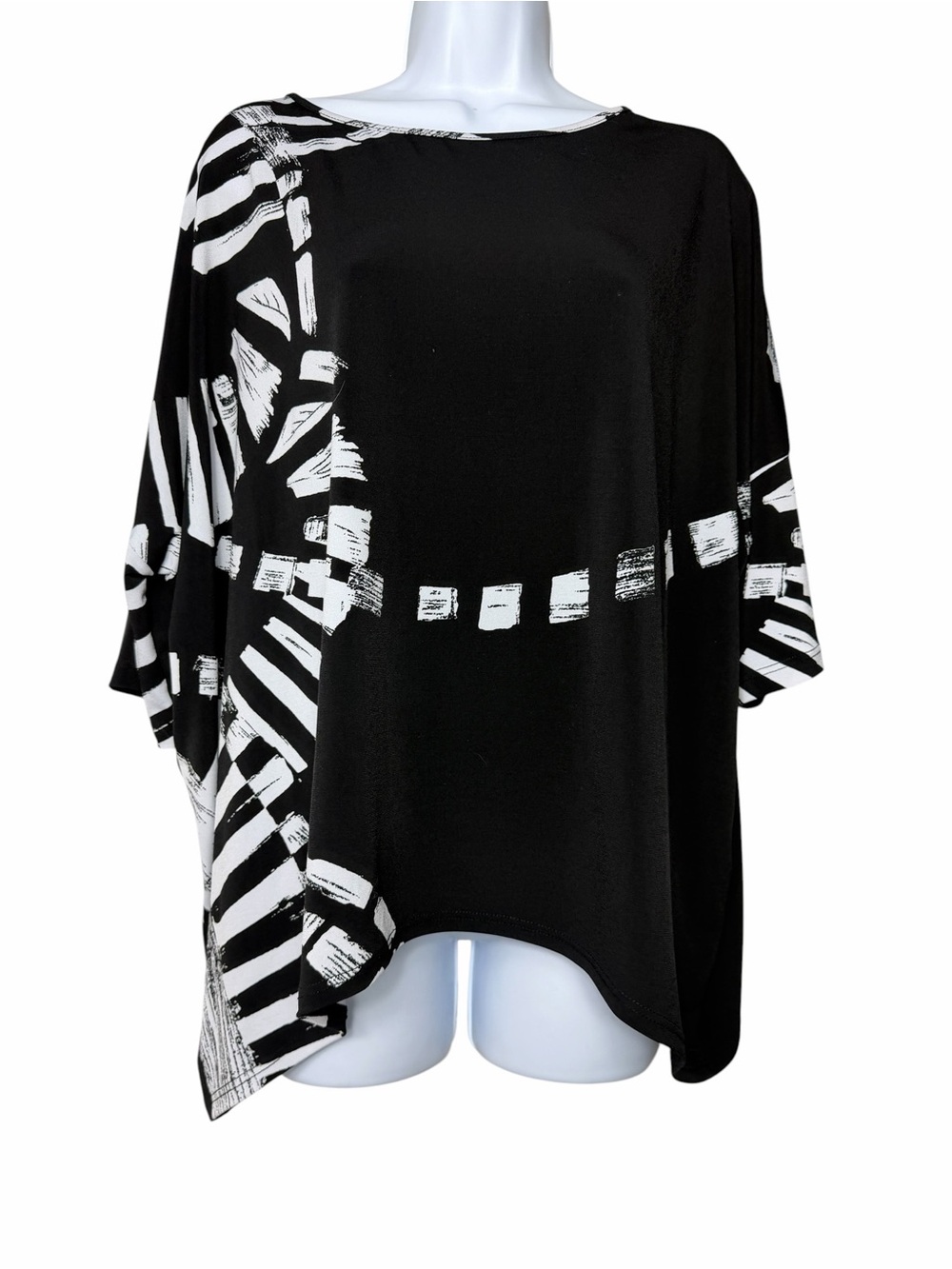 CLARA SUN WOO Relaxed 3/4 Sleeve Jersey Knit Tunic Top Work Travel Size XL